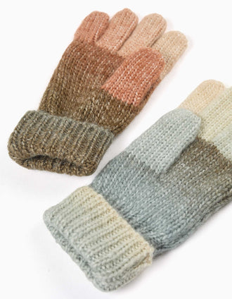 Knitted beanie and gloves with gradient effect for girls, multicolour