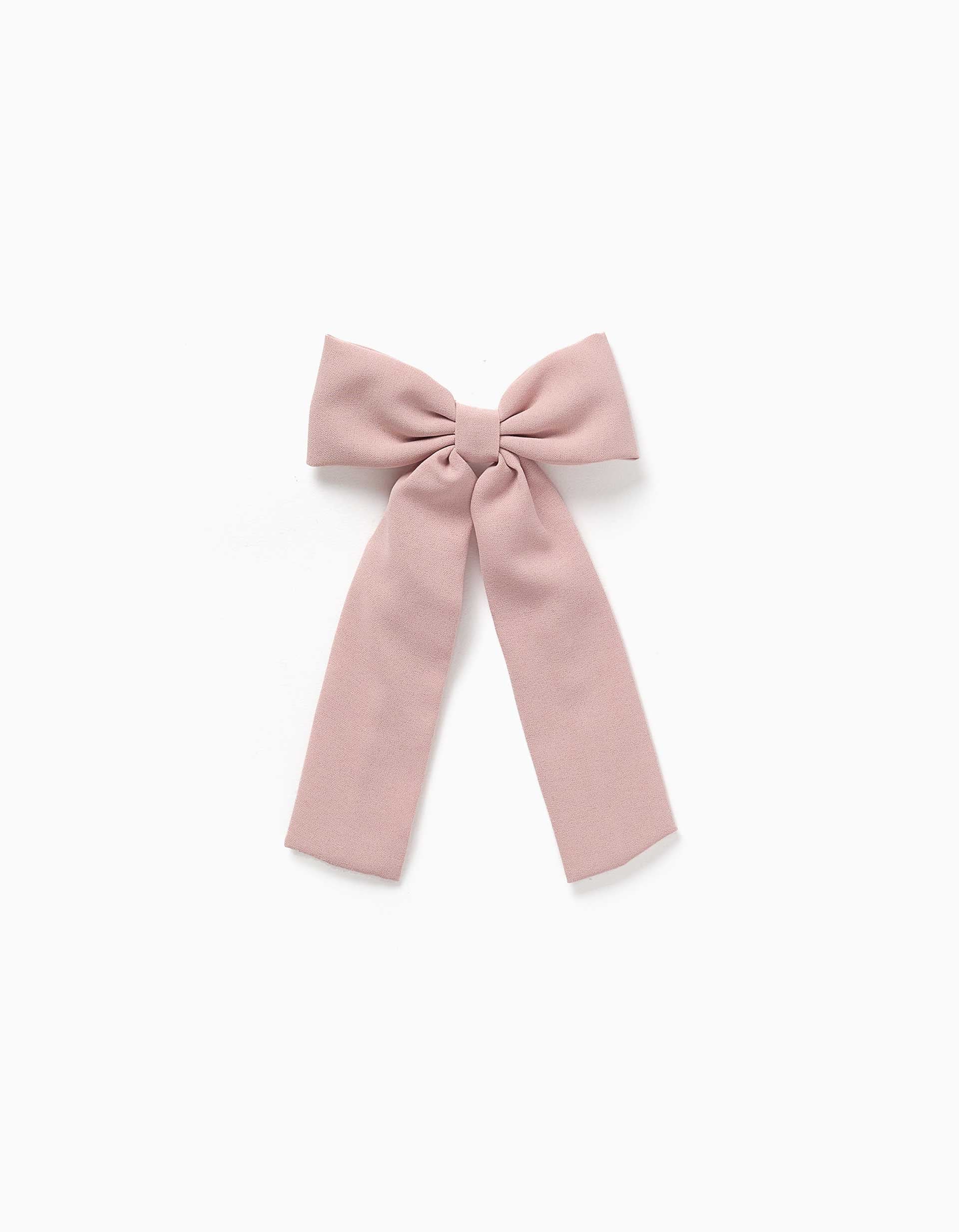 Travessão de cabelo com laço comprido para menina, rosa-claro