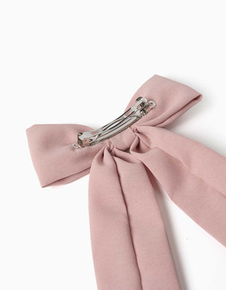Travessão de cabelo com laço comprido para menina, rosa-claro
