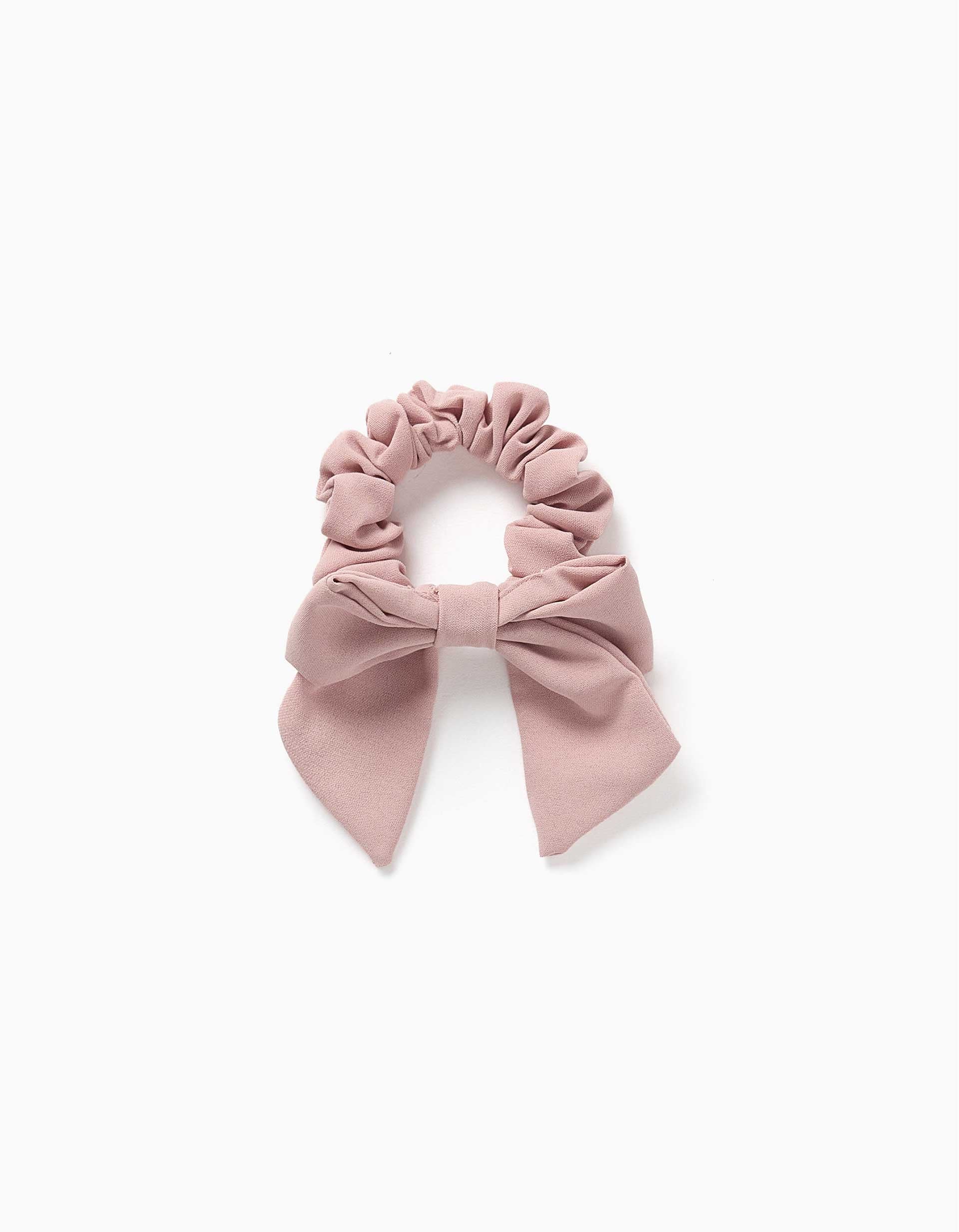 Scrunchie com laço para bebé e menina, rosa-claro
