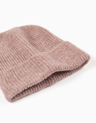 Ribbed knit beanie for girls, light violet