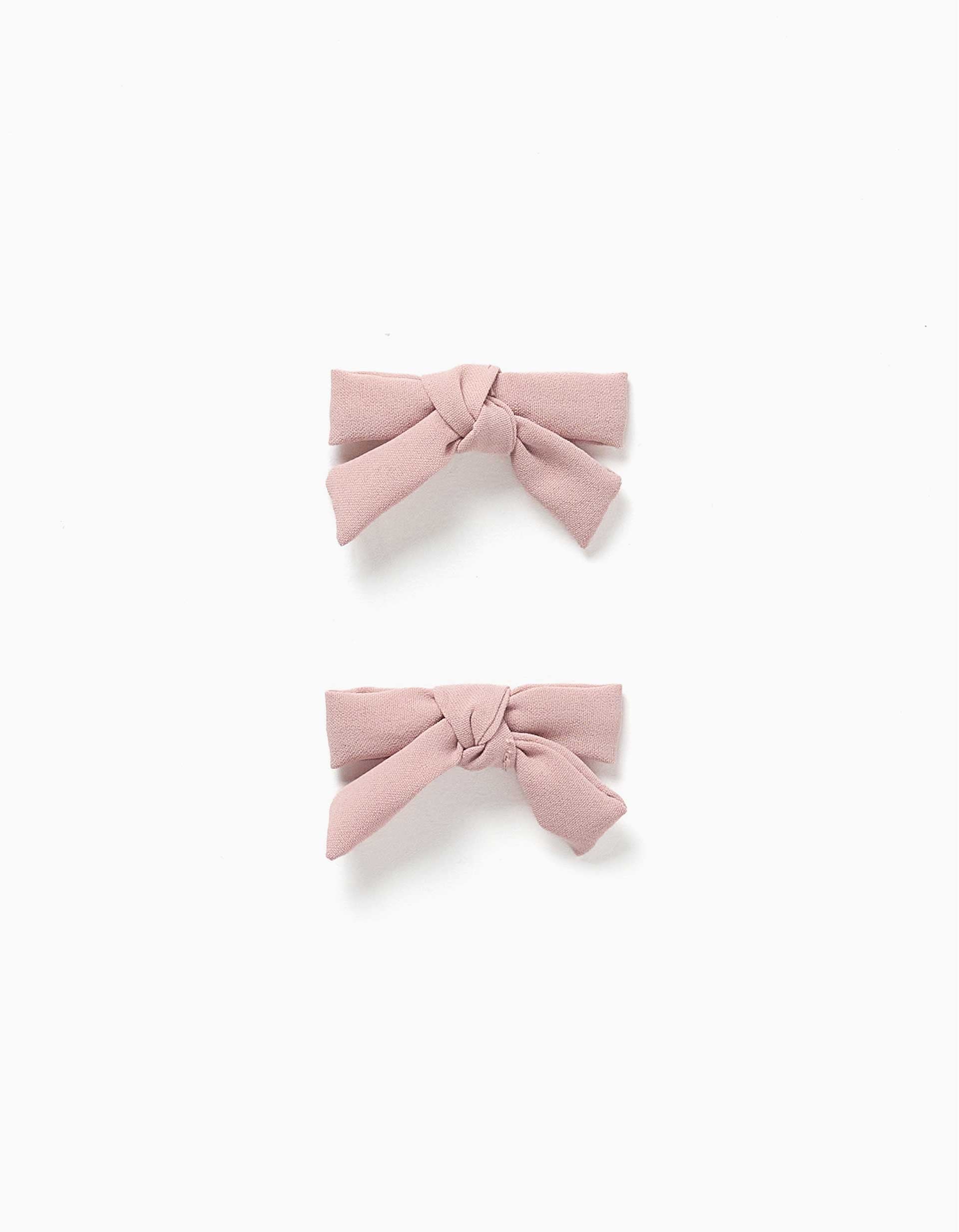Pack de 2 ganchos de cabelo com laços pequenos para menina, rosa-claro