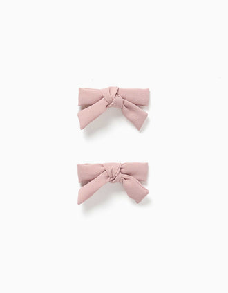 Pack de 2 ganchos de cabelo com laços pequenos para menina, rosa-claro