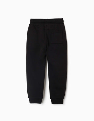 Brushed joggers with drawstring and pockets for boys, black