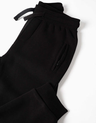 Brushed joggers with drawstring and pockets for boys, black