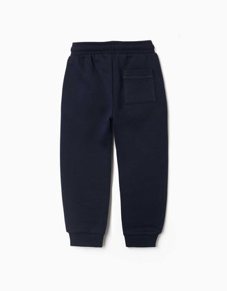 Brushed joggers with drawstring and pockets for boys, navy blue