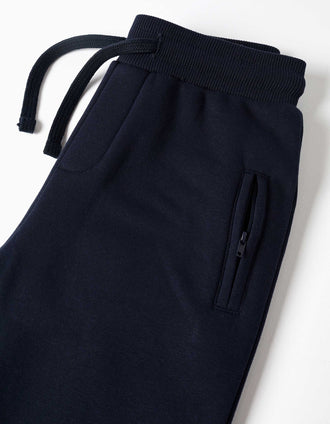 Brushed joggers with drawstring and pockets for boys, navy blue