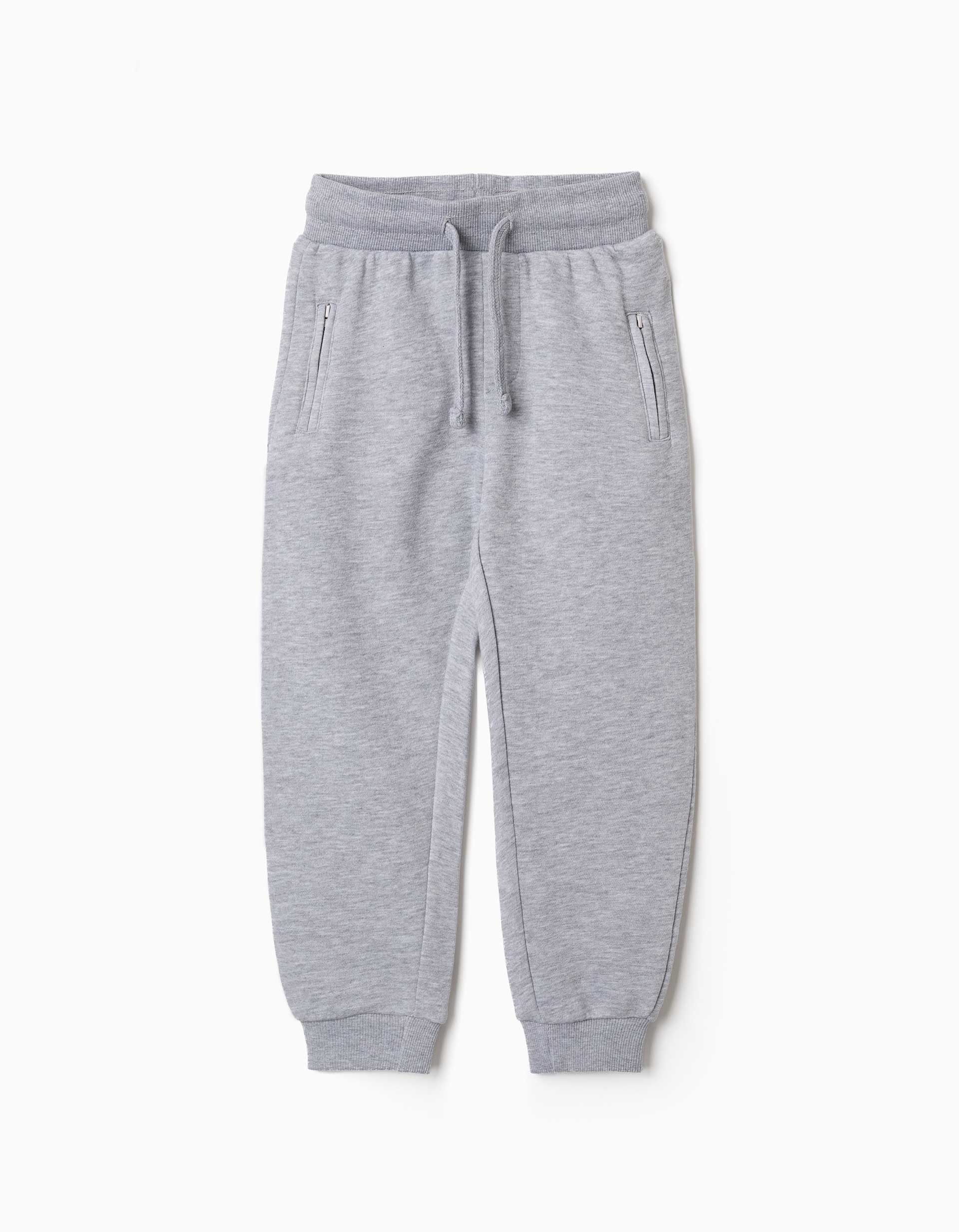 Brushed joggers with drawstring and pockets for boys, light grey