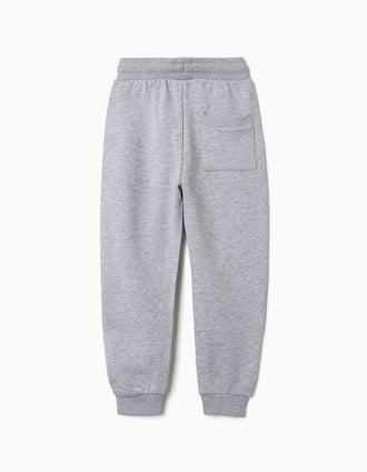 Brushed joggers with drawstring and pockets for boys, light grey