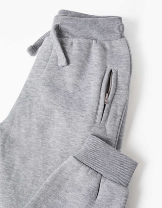 Brushed joggers with drawstring and pockets for boys, light grey