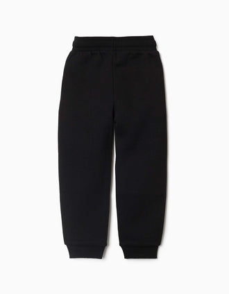 Slim fit fleece joggers with drawstring for boys, black