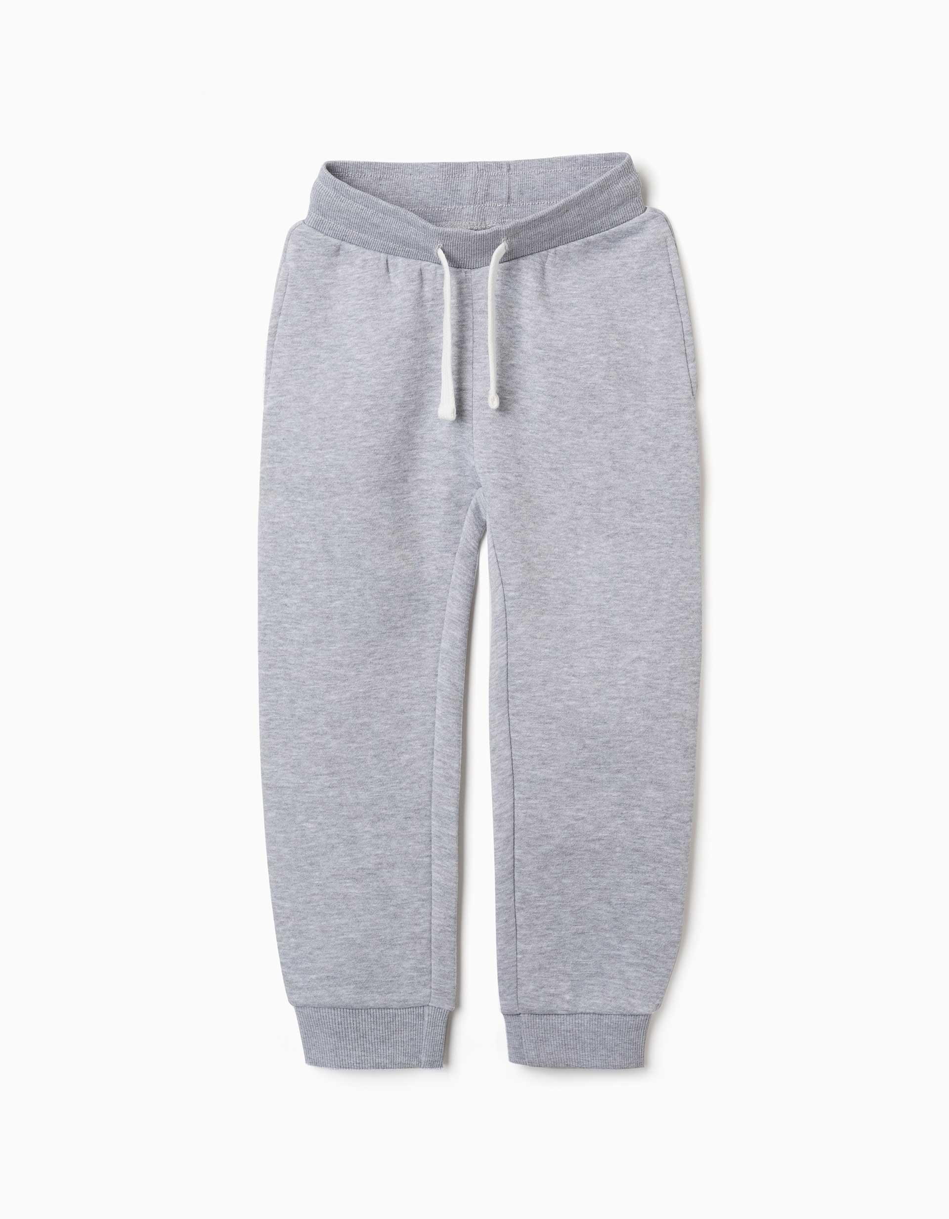Slim fit fleece joggers with drawstring for boys, light grey