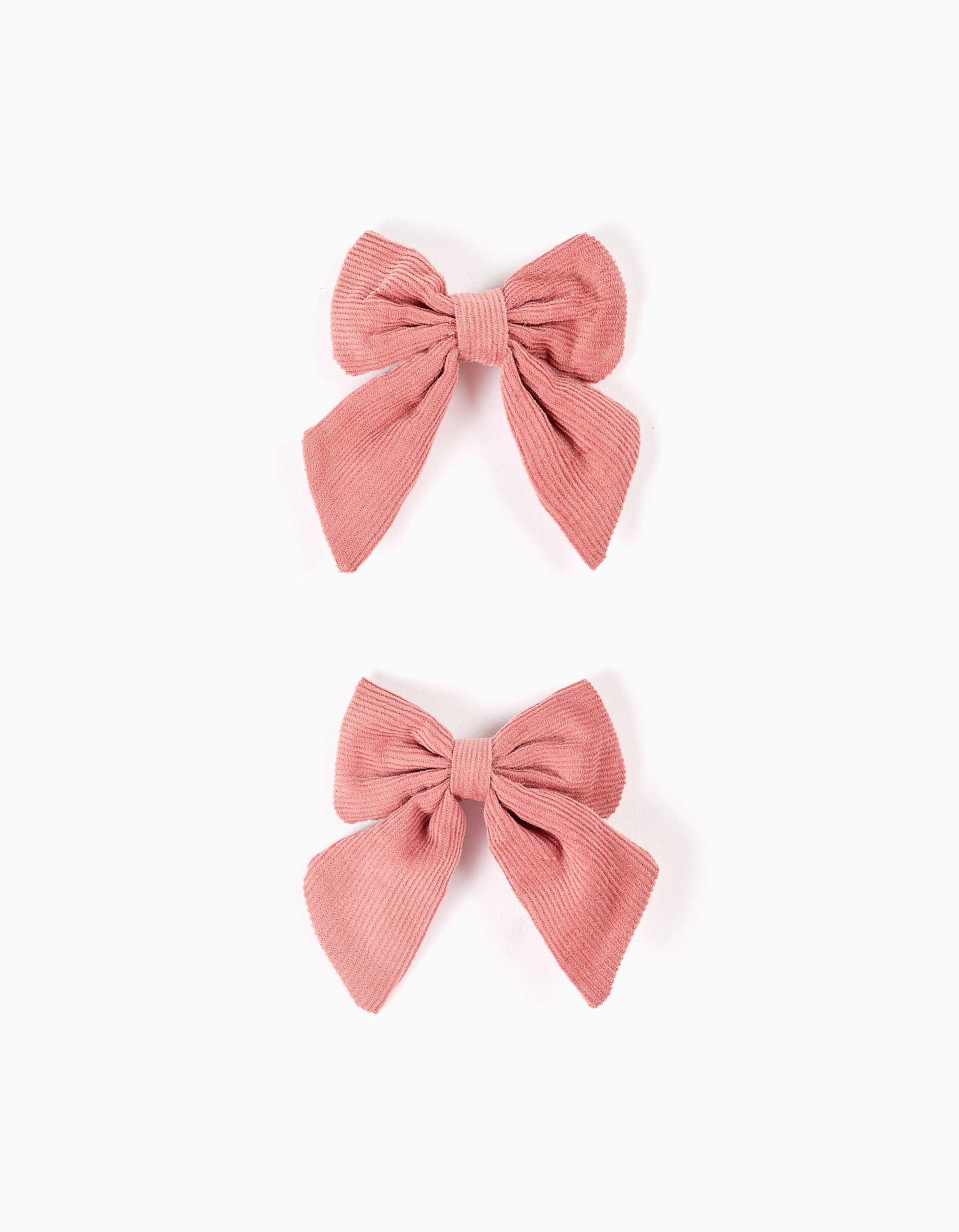 2 horquillas para el pelo con lazos de pana para niña, rosa empolvado