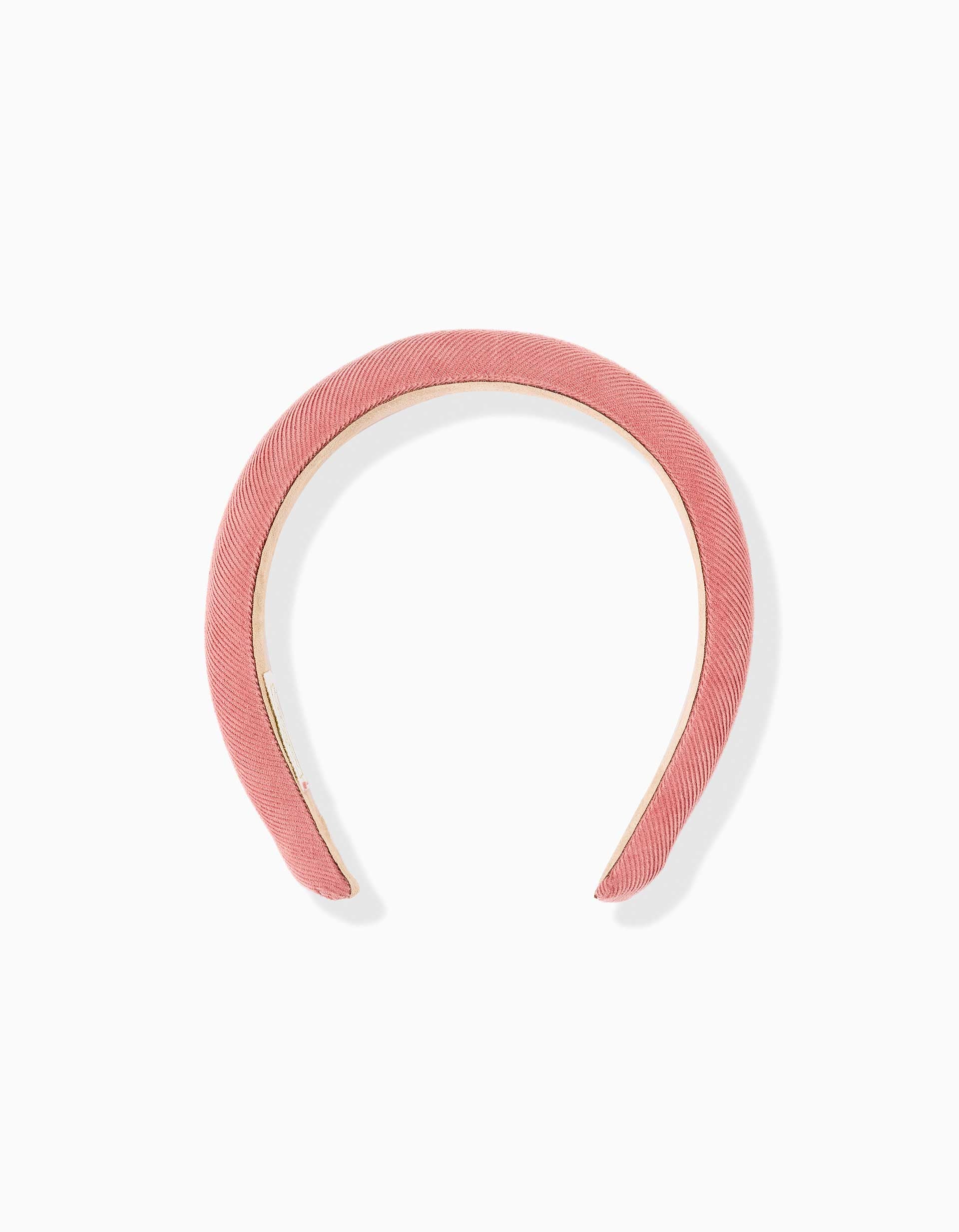 Serre-tête rembourré en velours côtelé pour fille, rose poudré