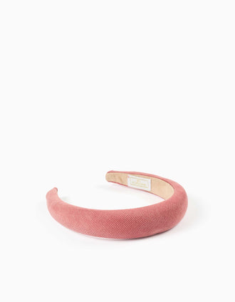 Serre-tête rembourré en velours côtelé pour fille, rose poudré