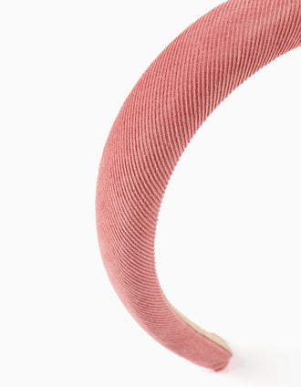 Serre-tête rembourré en velours côtelé pour fille, rose poudré