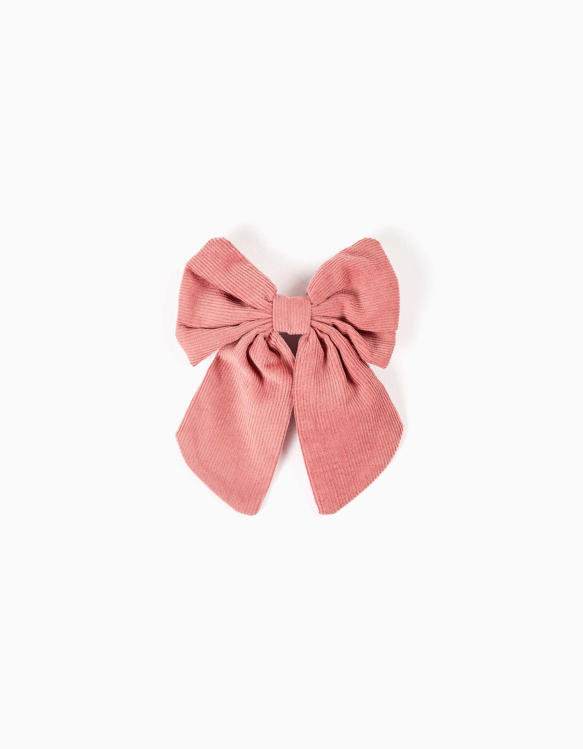 Barrette avec nœud en velours côtelé pour bébé et fille, rose poudré