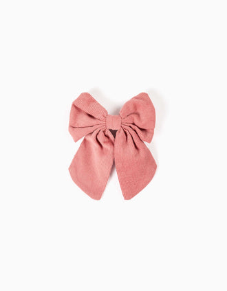 Barrette avec nœud en velours côtelé pour bébé et fille, rose poudré