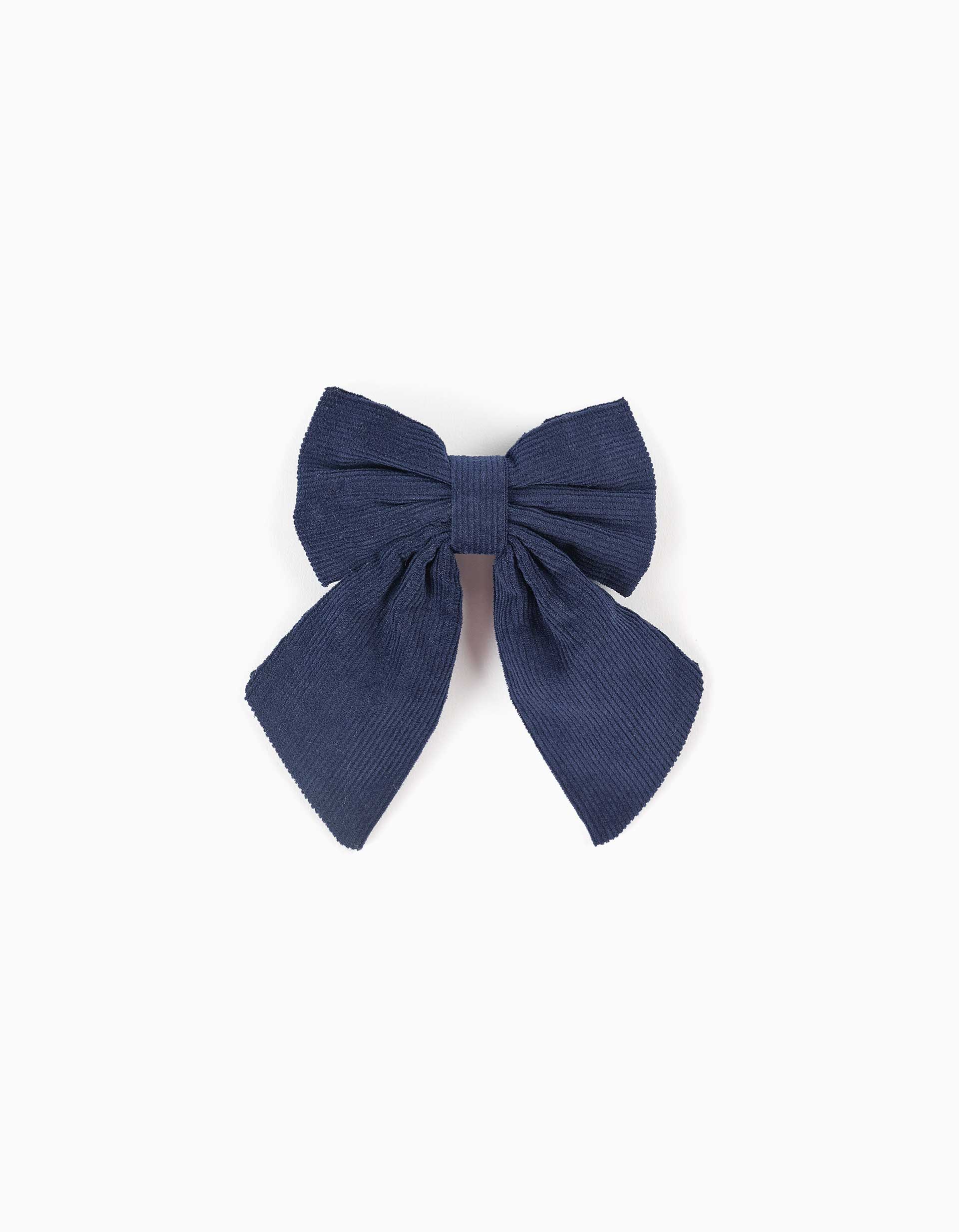 Travessão de cabelo com laço em bombazine para menina, azul-marinho