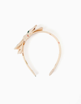 Bandolete com estampado floral e laço para menina, branco