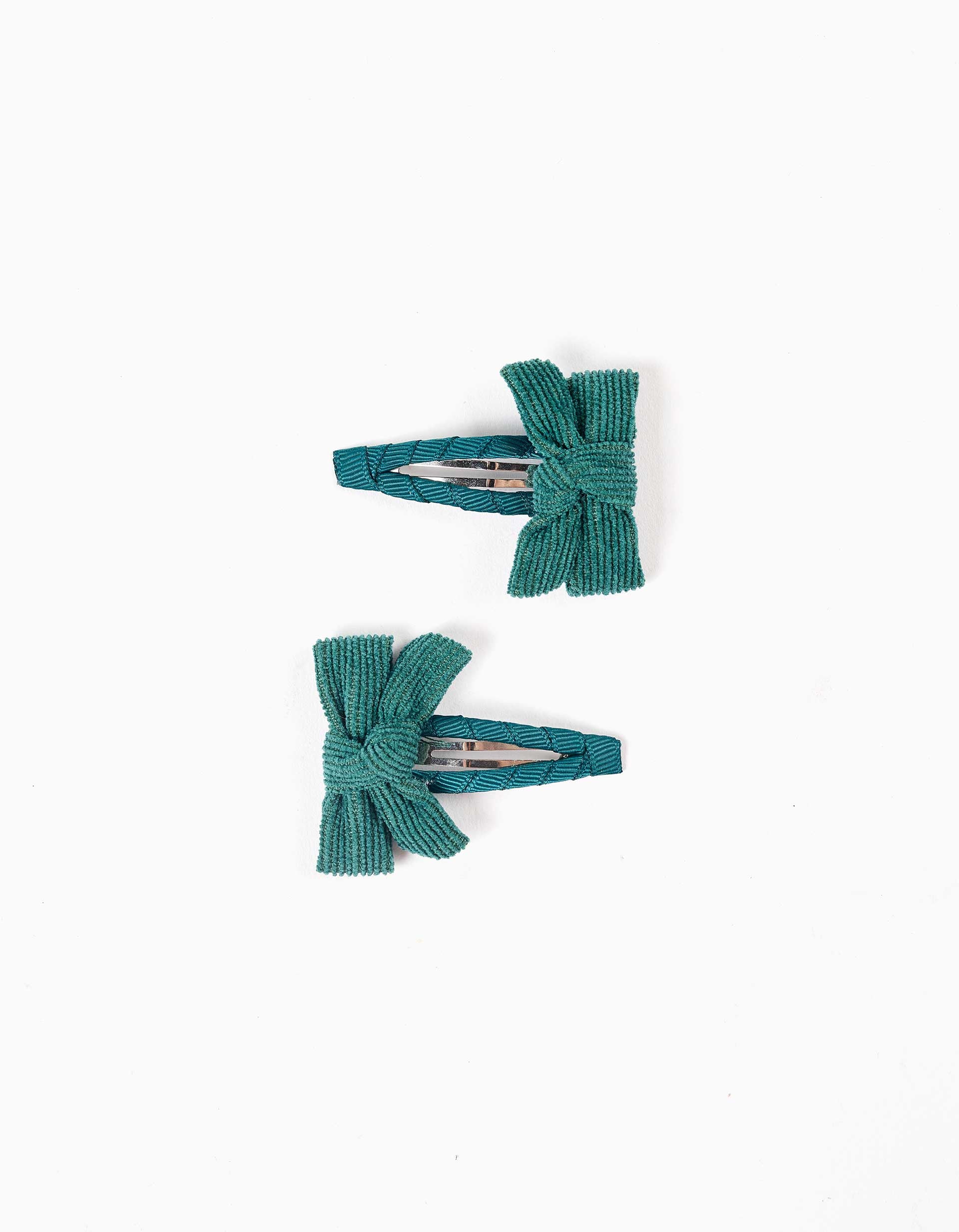 2 ganchos de cabelo com laços em bombazine para menina, verde-escuro