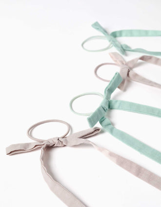 Pack de 4 elásticos de cabelo com laços para menina, verde/lilás-claro