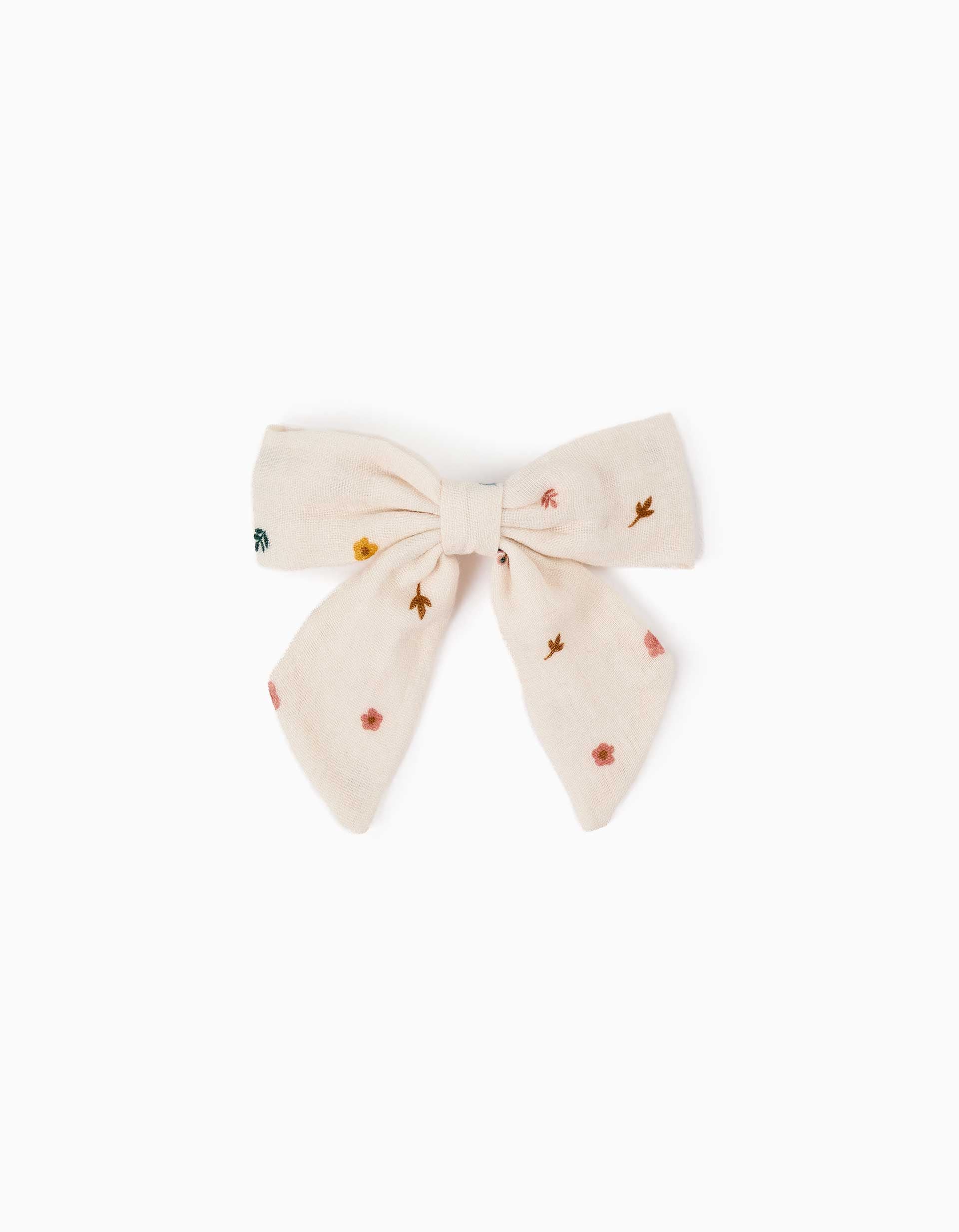Travessão de cabelo com laço floral para menina, branco