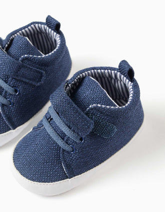 Pepitos con cordones elásticos para recién nacido, azul