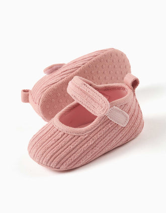 Sabrinas pré-andantes com tira autoaderente para recém-nascida, rosa