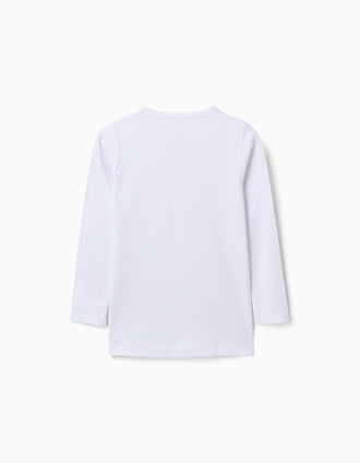 3 T-shirts maillot de corps à manches longues en coton pour fille, blanc
