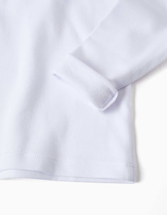 3 T-shirts maillot de corps à manches longues en coton pour fille, blanc