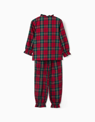 Pyjama long en flanelle à carreaux You&Me pour fille, multicolore