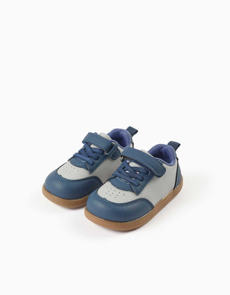 Baskets Barefoot avec semelle antidérapante pour bébé garçon, bleu/gris