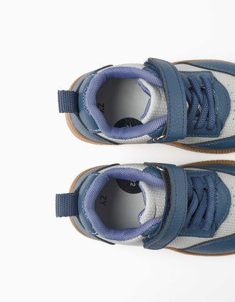 Baskets Barefoot avec semelle antidérapante pour bébé garçon, bleu/gris