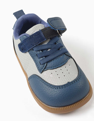 Baskets Barefoot avec semelle antidérapante pour bébé garçon, bleu/gris