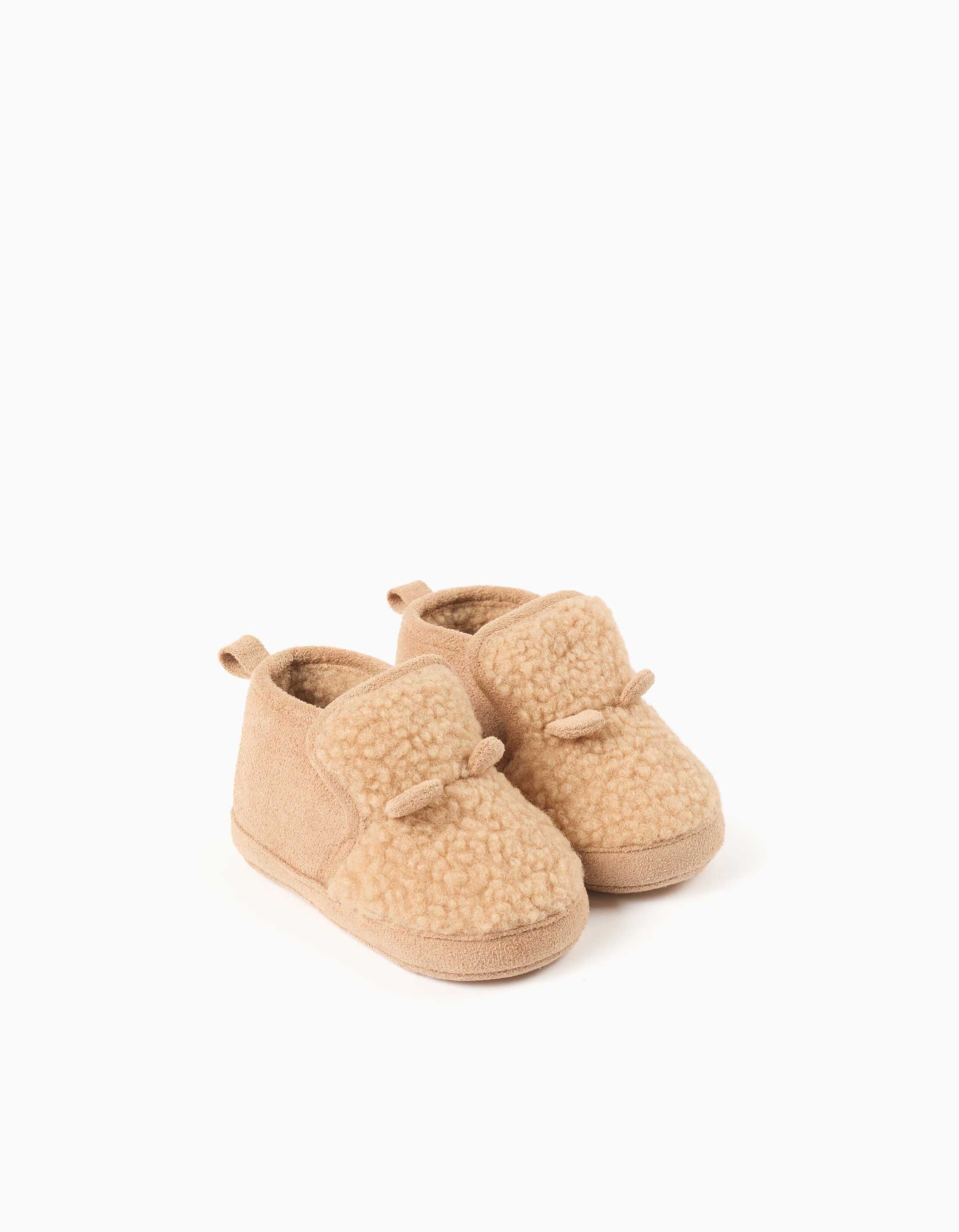 Pepitos con forro de borreguillo para recién nacidos, beige
