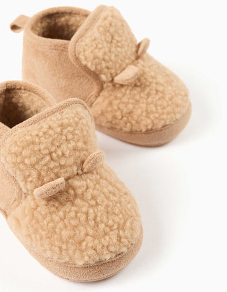 Pepitos con forro de borreguillo para recién nacidos, beige