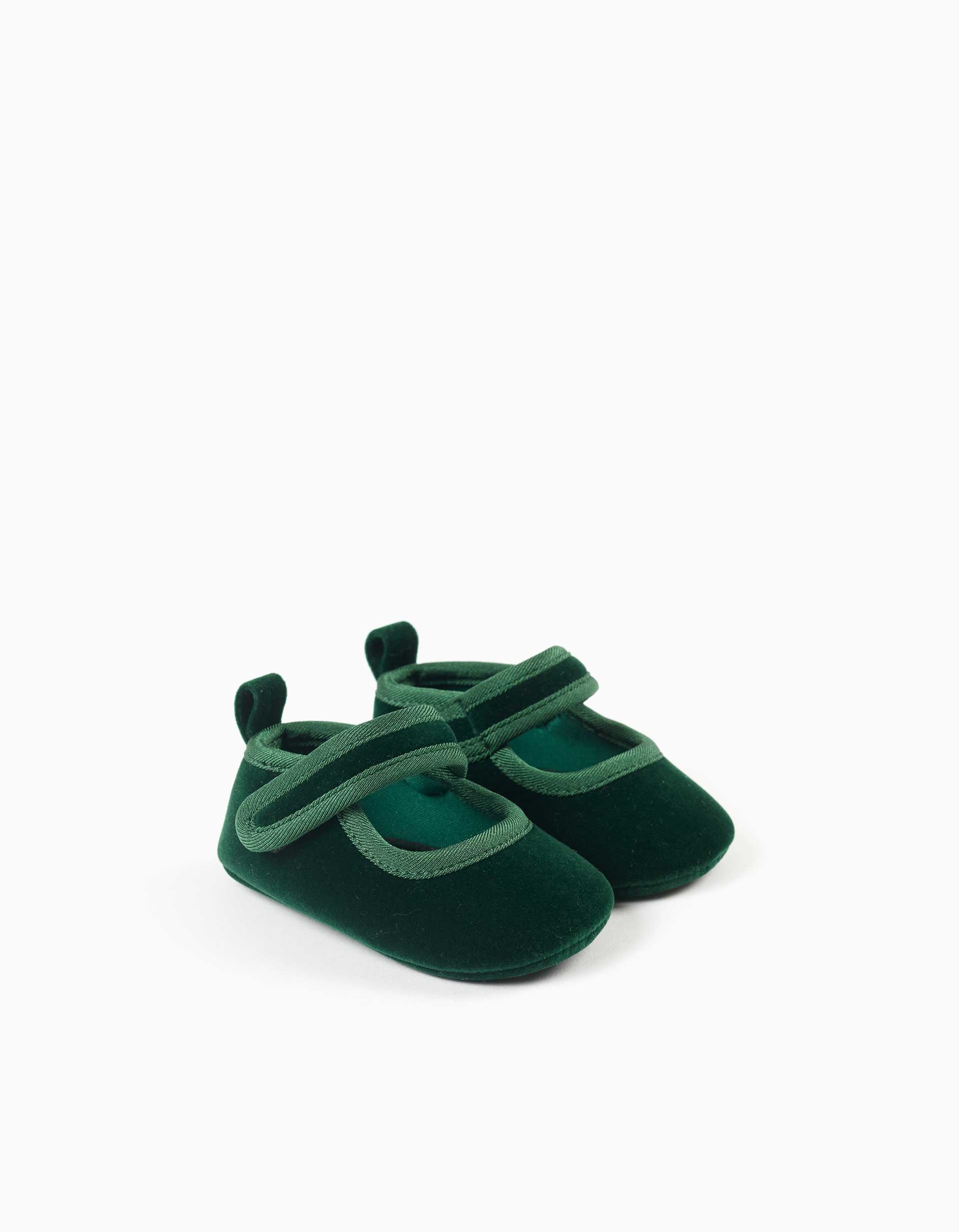 Pepitos de terciopelo para recién nacida, verde oscuro