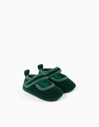 Pepitos de terciopelo para recién nacida, verde oscuro