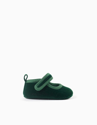 Pepitos de terciopelo para recién nacida, verde oscuro