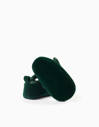 Pepitos de terciopelo para recién nacida, verde oscuro