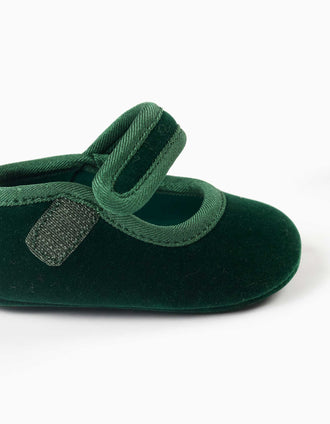 Pepitos de terciopelo para recién nacida, verde oscuro