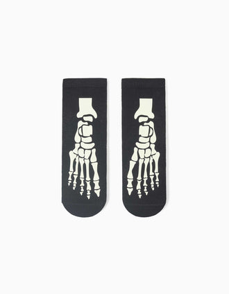 Calcetines midi que brillan en la oscuridad para niños, negro