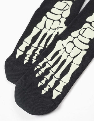 Calcetines midi que brillan en la oscuridad para niños, negro