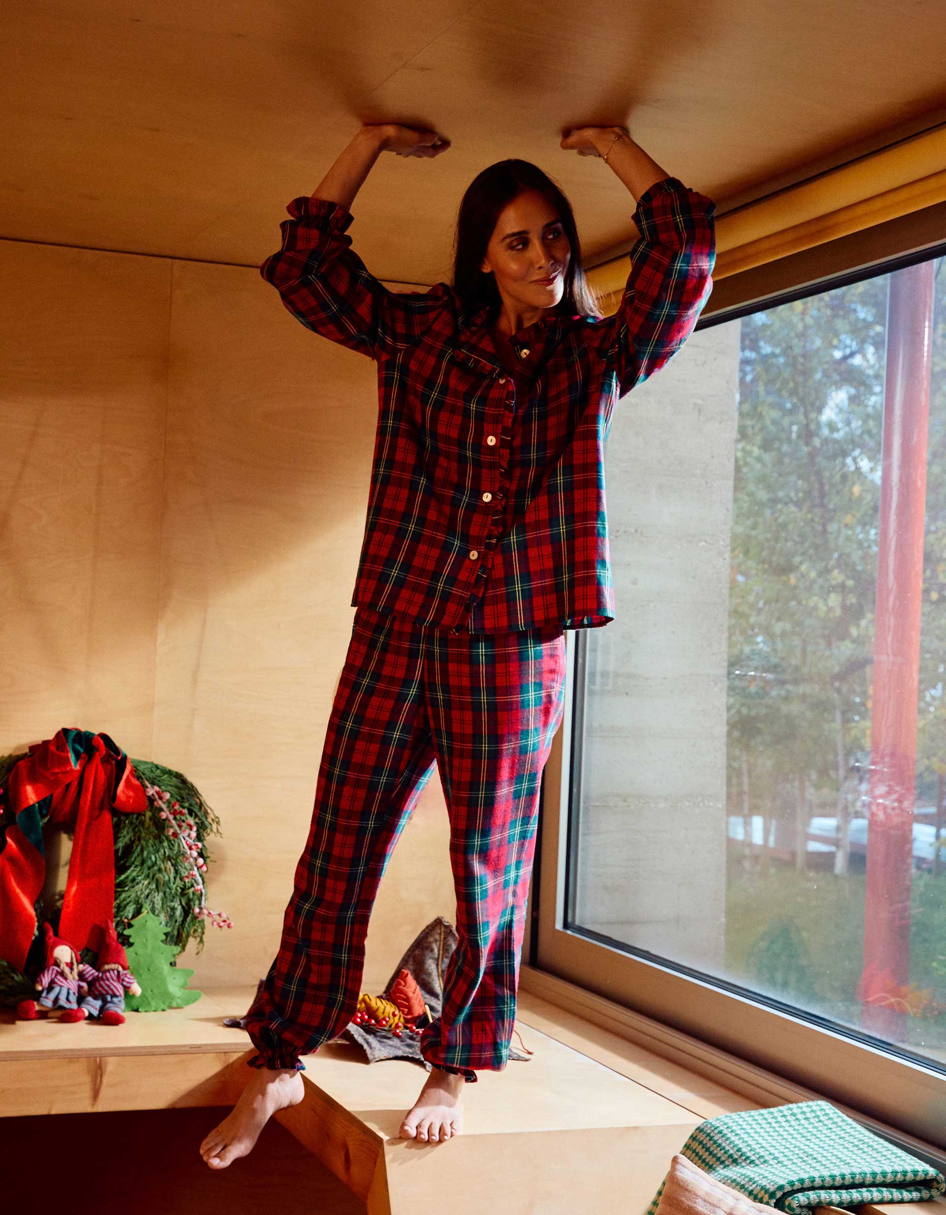 Flannel pyjamas with check pattern You&Me for women, multicolour