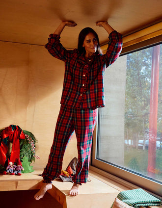 Pyjama long en flanelle à carreaux You&Me pour femme, multicolore
