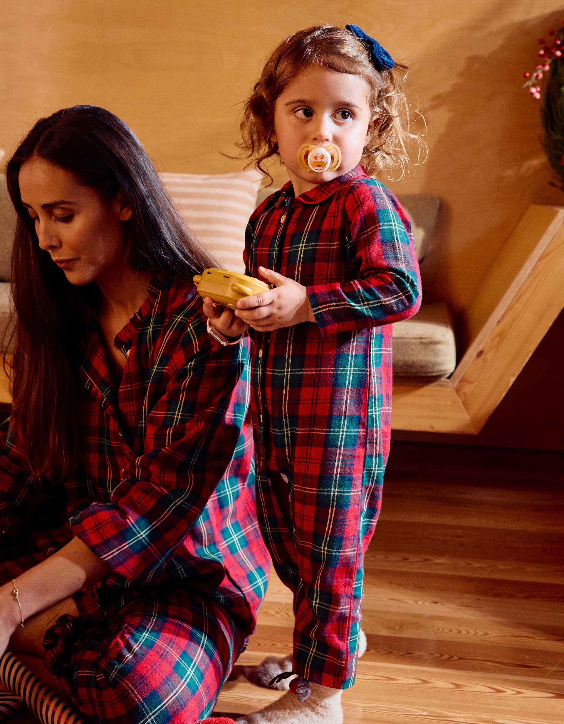 Flannel sleepsuit with check pattern You&Me for babies, multicolour