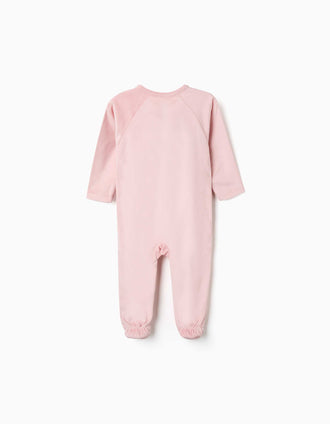 Babygrow de veludo com Bambi para recém-nascida e bebé, rosa-claro