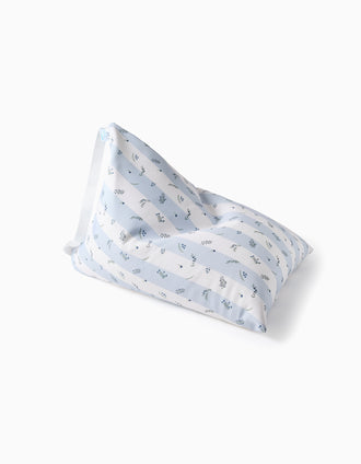Almofada de praia Triipi Big às riscas com flores, branco/azul