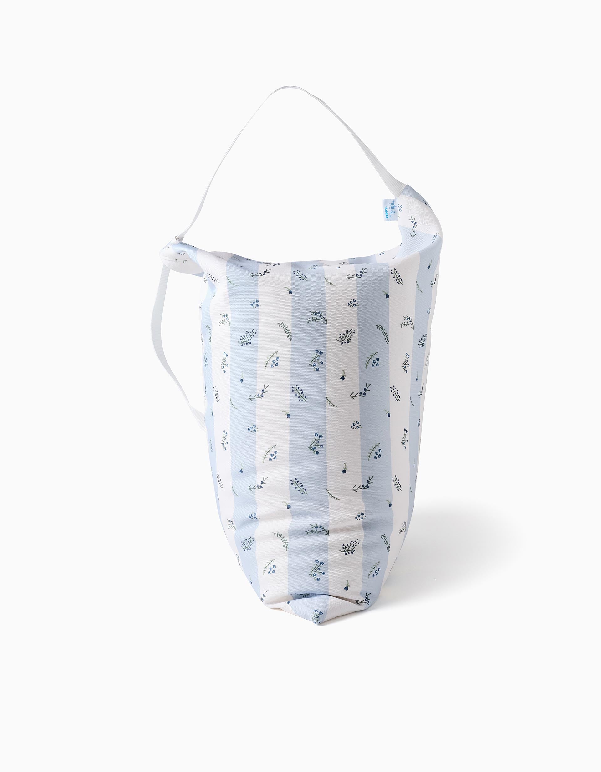 Almofada de praia Triipi Big às riscas com flores, branco/azul